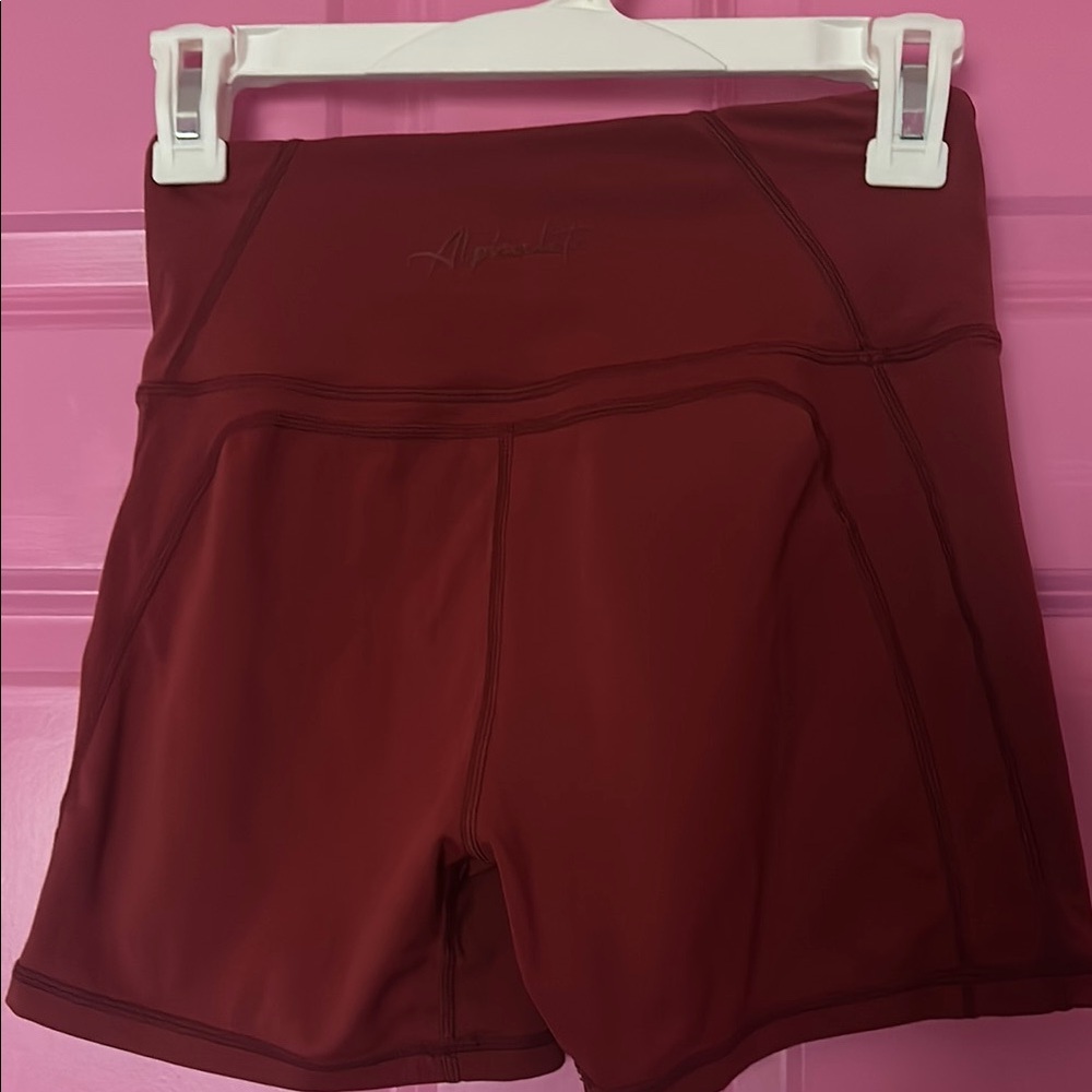Alphalete Red Athletic Shorts High-Rise Stretchy